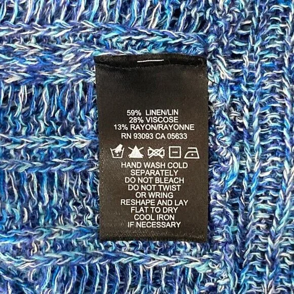 Nic + Zoe Open Knit Linen Blend 3/4 Sleeve Open Front Waterfall Cardigan L - Picture 8 of 8